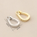 Detail view of 1.1x0.7cm gold and silver U-shaped jewelry clasps with cubic zirconia stones - Side Pave Zircon U-Buckle Style (#6)