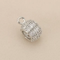 Close-up of 18K gold plated bead with micro-pave cubic zirconia for DIY jewelry - Silver