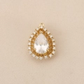 18K gold plated teardrop pendant with pear-cut zircon for DIY jewelry making - Gold