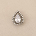 Elegant silver pear-shaped pendant with teardrop zircon and halo stones for DIY jewelry - Silver