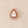 Pear-shaped rose gold water drop pendant with white cubic zirconia and halo design - Rose Gold