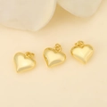 Polished 18K gold-plated puffy heart pendants with jump rings for DIY necklaces - Gold