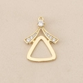 Golden geometric DIY pendant with round zircon inlay for handmade jewelry making - Gold