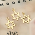 Three-piece 18K gold plated hollow hexagram star pendants for DIY jewelry making - Gold
