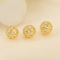 18k gold plated hollow heart-shaped spacer beads for DIY jewelry making and necklaces - Gold