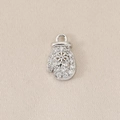 Macro view of glove pendant with sparkling cubic zirconia and snowflake detail - Silver