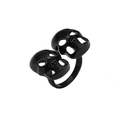 Anillo punk gótico para hombre de acero inoxidable pulido negro con doble calavera - Abierto Ajustable / Negro