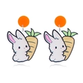 Pendientes de acrílico con conejo de Pascua y zanahoria con pernos redondos naranjas - Conejo con Zanahoria (Blanco)