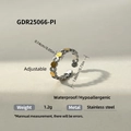 Anello regolabile in acciaio inossidabile con dischi oro e argento alternati - Design a Disco Tondo Bicolore Oro Argento (GDR25066-PI)