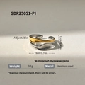 Anillo de onda bicolor ajustable en acero inoxidable con acabado oro y plata - Estilo De Ola De Doble Capa (GDR25051-PI)