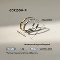 Anello aperto bicolore in acciaio inossidabile stile bambù, finitura oro e argento - Stile Bambù a Contrasto Oro Argento (GDR25064-PI)
