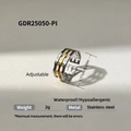Anillo ajustable de acero inoxidable estilo bambú con detalles dorados y chapado de 18k - Estilo Forma De Nudo De Bambú (GDR25050-PI)