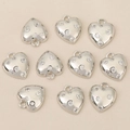 Detailed view of ten heart-shaped silver pendants set with sparkling zircon stones - Gold Heart Style (Style 4)