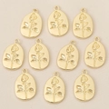 10er-Set vergoldete ovale Rosen-Anhänger im Vintage-Stil für DIY-Schmuckherstellung - Gold Stil 5