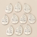 10er-Set ovale Rosen-Anhänger in Silberoptik für individuellen DIY-Schmuckentwurf - Silber Stil 5