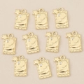 Set of 10 gold plated sun and moon rectangular pendants with sparkling zircon insets - Rectangular Moon Star Style (Gold Style 2)