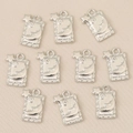 Detailed view of ten silver rectangular pendants with moon and star zircon details - Rectangular Moon Star Style (Silver Style 2)