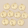 18k gold plated sun and moon charms with zircon inlays for DIY jewelry making - Irregular Round Sun Moon Style (Gold Style 1)