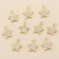 Detailed view of ten 18k gold plated star pendants with inlaid cubic zirconia for jewelry DIY - Pentagram / Gold Style 2