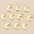 Set of 10 gold plated crescent moon charms for DIY jewelry making and craft supplies - Gold Moon Shape