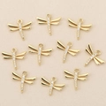 Set of 10 gold plated dragonfly charms with sparkling cubic zirconia for DIY jewelry making - Gold Dragonfly Style