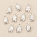 18k gold plated flower tulip pendants with pear-cut zircon for jewelry making - Silver Simple Bud Style