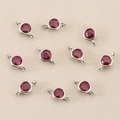 Macro shot of 10 red cubic zirconia connectors with silver plating for DIY jewelry making - Silver Red