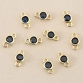 Detail of 18k gold-plated circular connectors with deep blue cubic zirconia for jewelry DIY - Gold Royal Blue