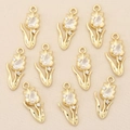 18k vergulde tulpbloem hangers met zirkonia stenen voor DIY sieraden maken projecten - Goud Dun Blad Stijl