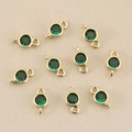 Macro view of 10-piece set of gold-plated dark green birthstone pendants for DIY jewelry - 3mm / Gold Green