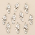 Set van 10 zilveren tulpbedeltjes met zirkonia stenen voor DIY sieraden maken - Zilver Dun Blad Stijl