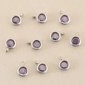 Set di 10 ciondoli in zircone viola placcati in argento per gioielli fai-da-te e hobby - Argento Viola