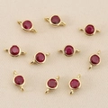 9-piece 18k gold plated round ruby zircon connector charms for DIY jewelry making - 3mm / Gold Red