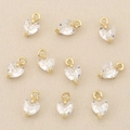 Set of 10 gold plated heart shape cubic zirconia pendants for DIY jewelry making - Gold Heart with Claw Setting (Style 5)