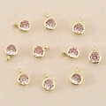 Macro di 10 ciondoli tondi in zirconia rosa placcati oro 18k per creazione gioielli DIY - Oro Rosa