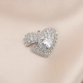 Elegant 18K silver-plated heart puzzle pendant with cubic zirconia on silk - Silver