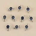 DIY silver-plated birthstone connectors with deep blue round crystal for jewelry making - Silver Royal Blue