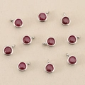 Set di 10 ciondoli a pietra portafortuna rossi tondi con montatura in argento per DIY - Argento Rosso