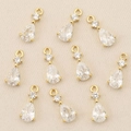 Macro detail of teardrop zircon charms with 18k gold plating for DIY jewelry making - Gold Water Drop Shape (Style 2) / Gold
