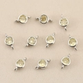 Macro view of 10 silver plated circular zircon pendants for DIY jewelry connector making - Silver Yellow