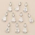 Set of ten silver pear-shaped cubic zirconia charms for DIY jewelry making and pendants - Silver Water Drop Shape (Style 2) / Silver