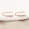 Rose gold plated DIY earring hooks with 4 small zircon stones and a closed hanging loop - Rose Gold