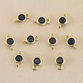 Detailed view of 10 gold-plated round dark blue birthstone connectors for DIY jewelry making - Gold Royal Blue