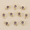 Detail of 18k gold plated purple zircon round double loop connectors for DIY jewelry making - 3mm / Gold Purple
