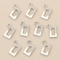 Set of 10 silver rectangular pendants with micro-set zircons for DIY jewelry design - Silver Hollow Rectangle (Style 9)