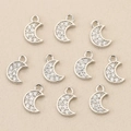 Micro-pave zircon crescent moon charms in silver finish for DIY jewelry crafting - Silver Pave Zirconia Moon (Style 12)