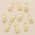 Set of 10 gold plated pineapple charms with cubic zirconia for DIY jewelry making - Gold Pineapple Shape (Style 1) / Gold