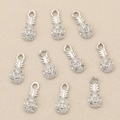 Close-up of small silver-plated pineapple charms with sparkling zircon stones - Silver Pineapple Shape (Style 1) / Silver