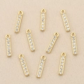 Detail of nine 18k gold plated brass pendants with sparkling cubic zirconia for DIY jewelry - Gold Bar with Zirconia Row (Style 7)