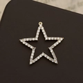 18K gold plated star pendant with sparkling cubic zirconia stones for DIY jewelry making - Gold